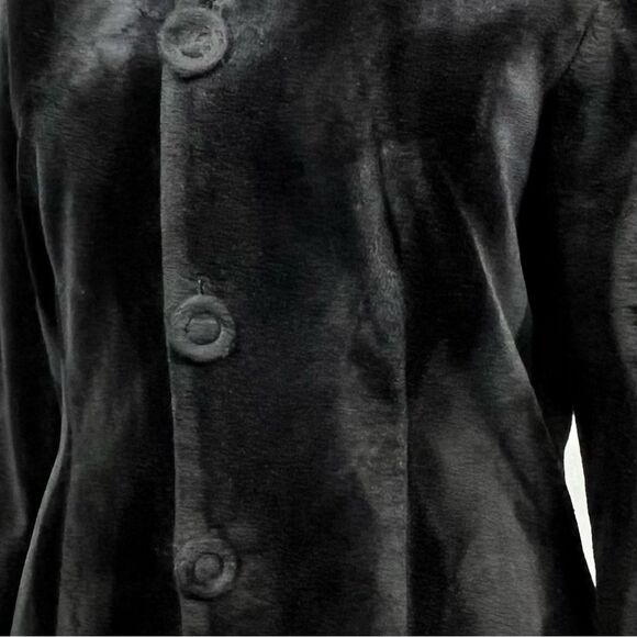 Vintage 80's/90's Y2K Black Velour Button Front Long Sleeve Collared Top Medium - Picture 13 of 14